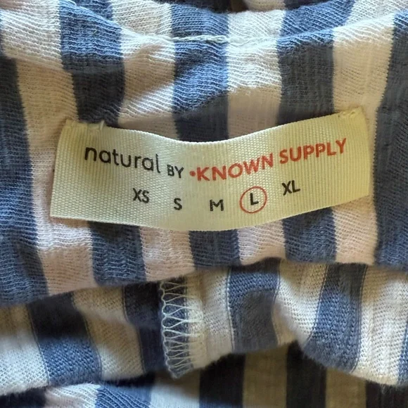 Natural by Known Supply‎ Blue Stripe Remy Jumpsuit sz large - Picture 4 of 10